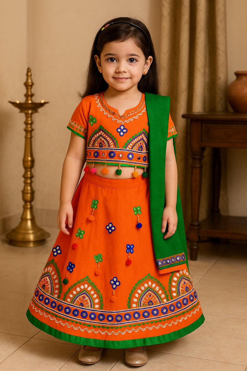 Girl's Cotton Ghaghra Choli, Leghnga Choli, Chania Choli 143org