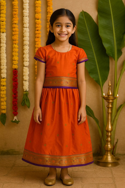 Girl's Traditional Art Silk Stitched Lehenga Choli-gc205org