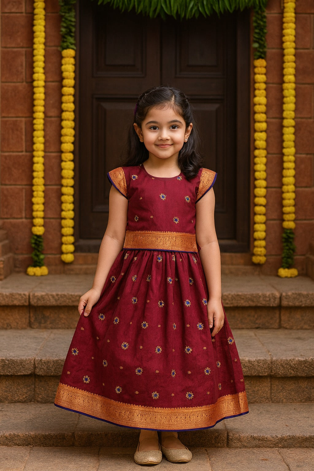 Girl's Traditional Art Silk Stitched Lehenga Choli for Girls-gc203mrn