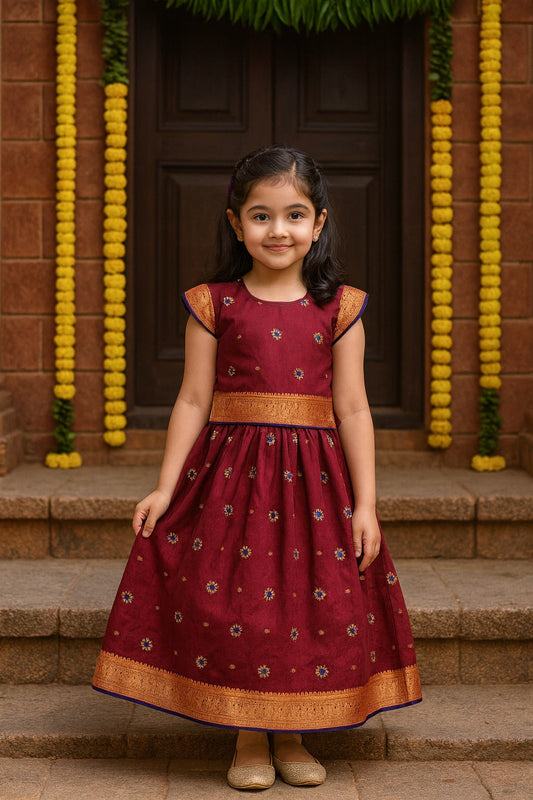 Girl's Traditional Art Silk Stitched Lehenga Choli for Girls-gc203mrn